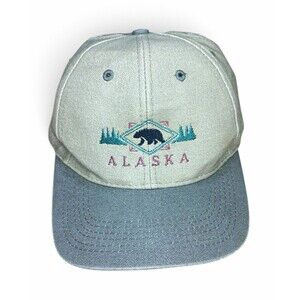 Vintage 90s Alaska Grizzly Bear ATT Headwear Earth Tone Strapback Hat Cap